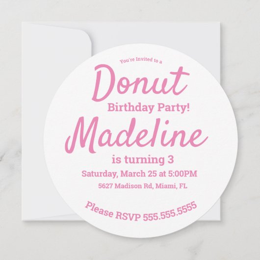 Invitation Aquarelle Pink Donut Parsemer le mélange rond (Dos)