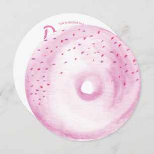 Invitation Aquarelle Pink Donut Parsemer le mélange rond