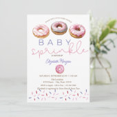 Invitation Aquarelle Pink Donuts Baby Sprinkl Baby shower (Debout devant)