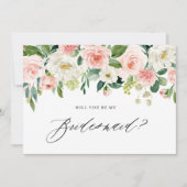 Invitation Aquarelle Pink Flores Serez-Vous Ma Femme D'Accuei (Devant)