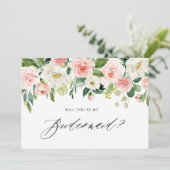 Invitation Aquarelle Pink Flores Serez-Vous Ma Femme D'Accuei (Debout devant)