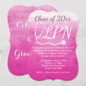 Invitation Aquarelle Pink Nurse LPN Parti de graduation (Devant / Derrière)
