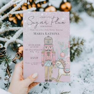 Invitation aquarelle Pink Nutcracker Baby shower Noël