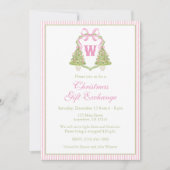 Invitation Aquarelle Pink Nutcracker Monogram Crest Party (Devant)