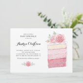 Invitation Aquarelle Pink Ombre Cake Baby Sprinkle Douche (Debout devant)