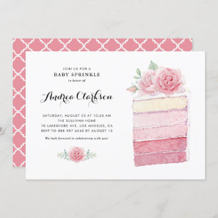 Invitation Aquarelle Pink Ombre Cake Baby Sprinkle Douche