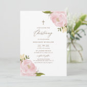 Invitation Aquarelle Pink Peonies Christening (Debout devant)