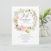 Invitation Aquarelle Pink Peonies Floral Baby Luncheon (Debout devant)