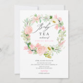 Invitation Aquarelle Pink Peonies Floral Baby shower Thé (Devant)