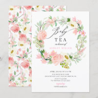 Aquarelle Pink Peonies Floral Baby shower Thé