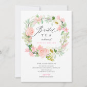 Invitation Aquarelle Pink Peonies Floral Fête des mariées Thé (Devant)