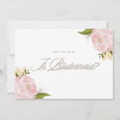 Invitation Aquarelle Pink Peonis Be My Junior Bridesmaid (Devant)