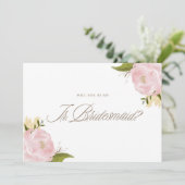 Invitation Aquarelle Pink Peonis Be My Junior Bridesmaid (Debout devant)