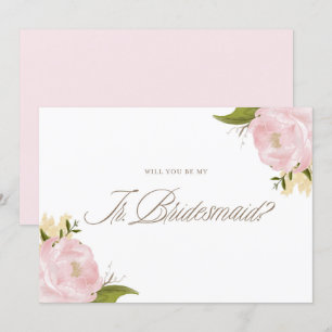 Invitation Aquarelle Pink Peonis Be My Junior Bridesmaid