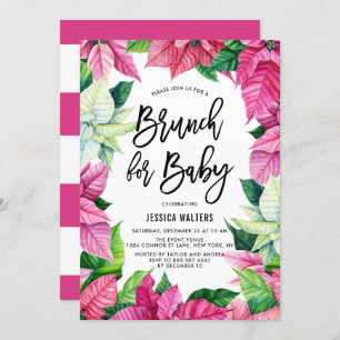 Invitation Aquarelle Pink Poinsettias Baby shower Brunch