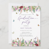 Invitation Aquarelle Pink Purple Floral (Devant)