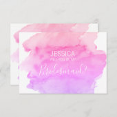 Invitation Aquarelle PINK Serez-vous ma servante d'honneur ? (Devant / Derrière)