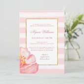 Invitation Aquarelle Pink Stripes et Peony Fête des mariées (Debout devant)