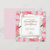 Invitation Aquarelle Pink & White Peonies Mariage Floral (Devant / Derrière)