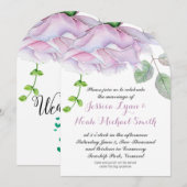 Invitation Aquarelle Pinkish violet vert Mariage Floral (Devant / Derrière)