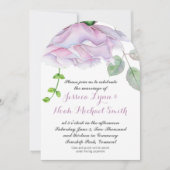 Invitation Aquarelle Pinkish violet vert Mariage Floral (Devant)