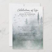 Invitation Aquarelle Pins des bois Célébration de la vie (Devant)