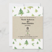 Invitation Aquarelle Pins Kraft & Blanc Mariage Rustique (Devant)