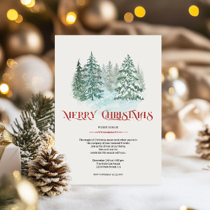 Invitation Aquarelle Pins neigeux