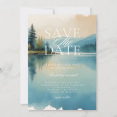 Invitation Aquarelle pittoresque Pine Arbre Lakeside Enregist (Devant)