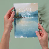 Invitation Aquarelle pittoresque Pine Arbre Lakeside Enregist