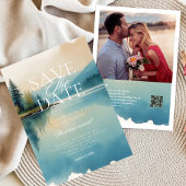 Invitation Aquarelle pittoresque Pine Arbre Lakeside Enregist