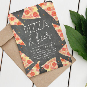 Invitation Aquarelle Pizza & Beer