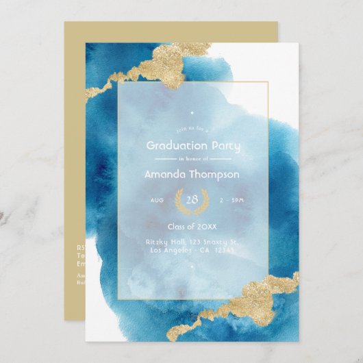 Invitation Aquarelle Plage (Devant / Derrière)