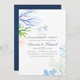 Invitation Aquarelle Plage d'algues Fête d'engagement à thème