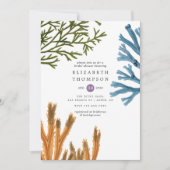 Invitation Aquarelle Plage d'algues Fête des mariées à thème (Devant)