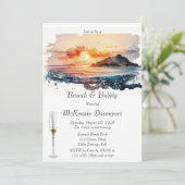 Invitation Aquarelle Plage nautique Scène Brunch & Bubbly (Debout devant)