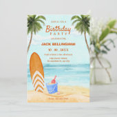 Invitation Aquarelle plage paradis anniversaire (Debout devant)