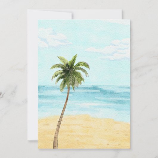 Invitation Aquarelle plage paradis anniversaire (Dos)