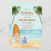 Invitation Aquarelle plage paradis anniversaire (Devant / Derrière)