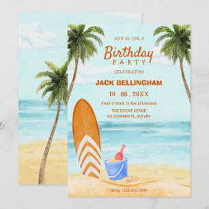 Invitation Aquarelle plage paradis anniversaire