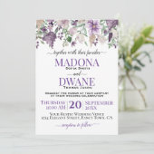 Invitation Aquarelle Plum et Fleurs Lilac (Debout devant)