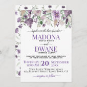 Invitation Aquarelle Plum et Fleurs Lilac (Devant / Derrière)