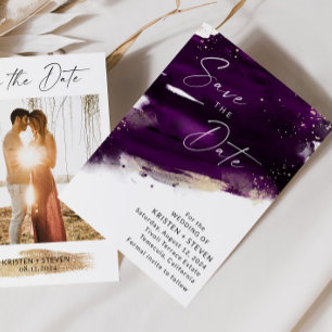 Invitation Aquarelle Plum Purple Enregistrer La Date