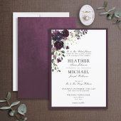 Invitation Aquarelle Plum Purple Floral Classique Script