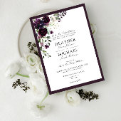 Invitation Aquarelle Plum Purple Floral Classique Script