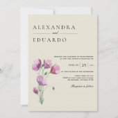 Invitation Aquarelle Plum Rustique Floral Mariage (Devant)