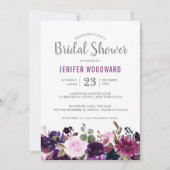 Invitation Aquarelle Plum violet Floral Boho Fête des mariées (Devant)