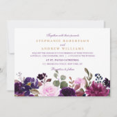 Invitation Aquarelle Plum violet Floral Boho rustique (Devant)
