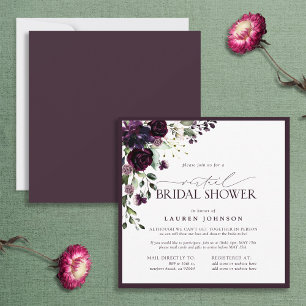 Invitation Aquarelle Plum violet Floral Douche virtuelle Invi