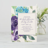 Invitation Aquarelle Plum violet Sage Fête des mariées floral (Debout devant)